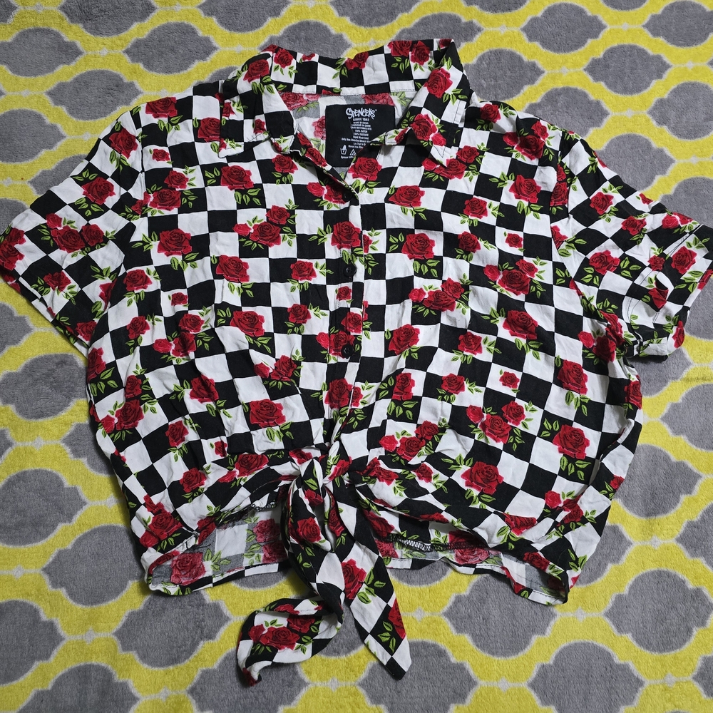 Spencer's Large Checkered Crop Top